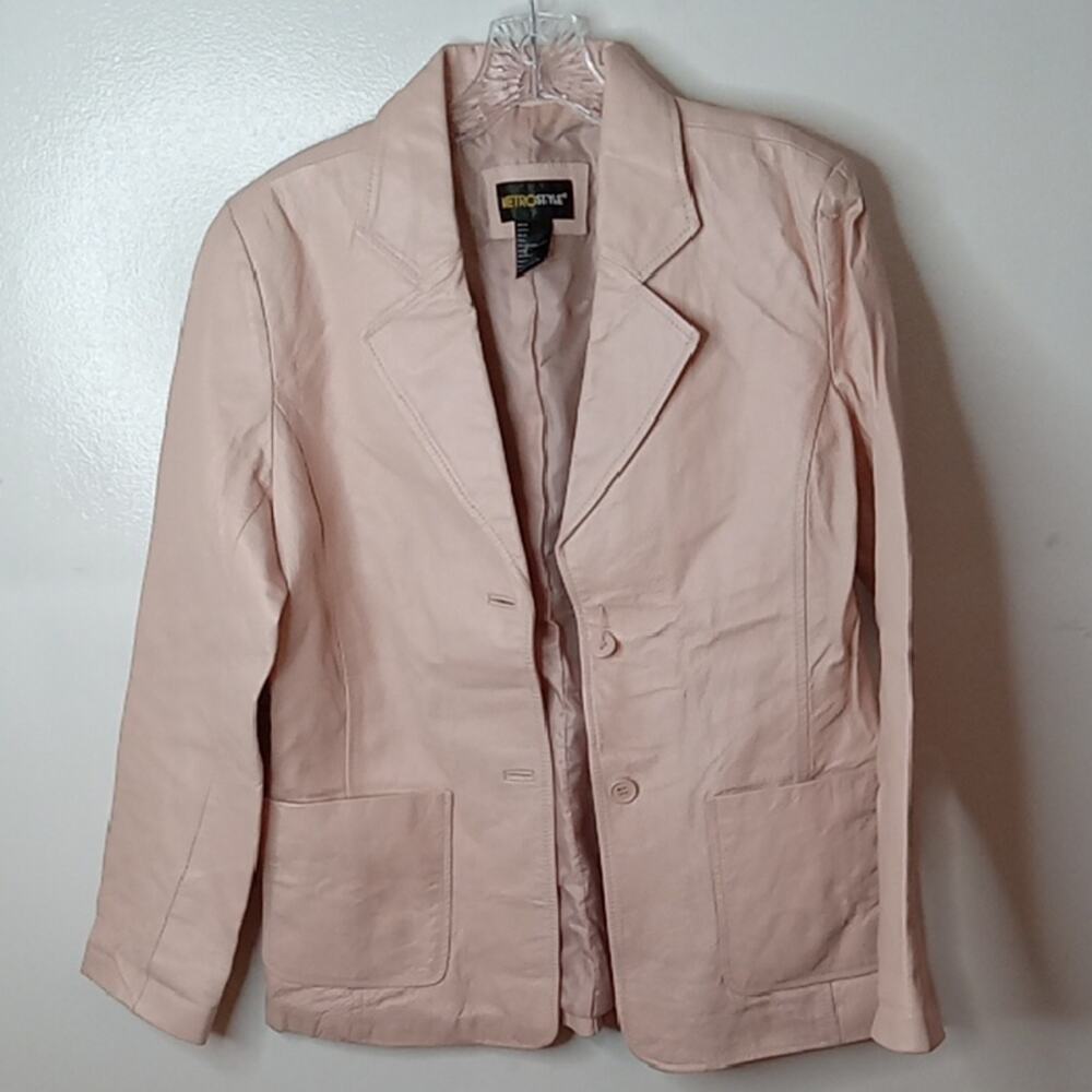 Metrostyle Women's Size 10 Soft Pink Leather Jacket.
